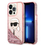 Husa pentru iPhone 14 Pro, Karl Lagerfeld Hardcase Glitter (KLHCP14LLNKHCP), roz