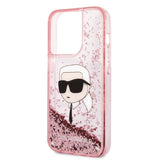 Husa pentru iPhone 14 Pro, Karl Lagerfeld Hardcase Glitter (KLHCP14LLNKHCP), roz