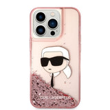 Husa pentru iPhone 14 Pro, Karl Lagerfeld Hardcase Glitter (KLHCP14LLNKHCP), roz