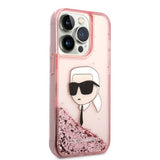 Husa pentru iPhone 14 Pro, Karl Lagerfeld Hardcase Glitter (KLHCP14LLNKHCP), roz
