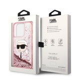 Husa pentru iPhone 14 Pro, Karl Lagerfeld Hardcase Glitter (KLHCP14LLNKHCP), roz