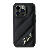 Husa pentru iPhone 14 Pro, Karl Lagerfeld Diagonal Quilted Script (KLHCP14LPQDSMGK), negru