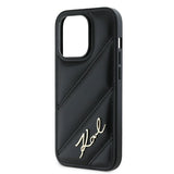 Husa pentru iPhone 14 Pro, Karl Lagerfeld Diagonal Quilted Script (KLHCP14LPQDSMGK), negru