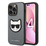 Husa pentru iPhone 14 Pro, Karl Lagerfeld Saffiano (KLHCP14LSAPCHG), argintiu