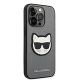 Husa pentru iPhone 14 Pro, Karl Lagerfeld Saffiano (KLHCP14LSAPCHG), argintiu