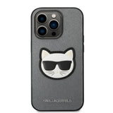 Husa pentru iPhone 14 Pro, Karl Lagerfeld Saffiano (KLHCP14LSAPCHG), argintiu