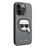 Husa pentru iPhone 14 Pro, Karl Lagerfeld Saffiano (KLHCP14LSAPKHG), argintiu