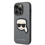 Husa pentru iPhone 14 Pro, Karl Lagerfeld Saffiano (KLHCP14LSAPKHG), argintiu