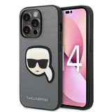 Husa pentru iPhone 14 Pro, Karl Lagerfeld Saffiano (KLHCP14LSAPKHG), argintiu