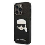 Husa pentru iPhone 14 Pro, Karl Lagerfeld Saffiano (KLHCP14LSAPKHK), negru