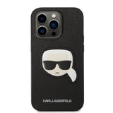Husa pentru iPhone 14 Pro, Karl Lagerfeld Saffiano (KLHCP14LSAPKHK), negru