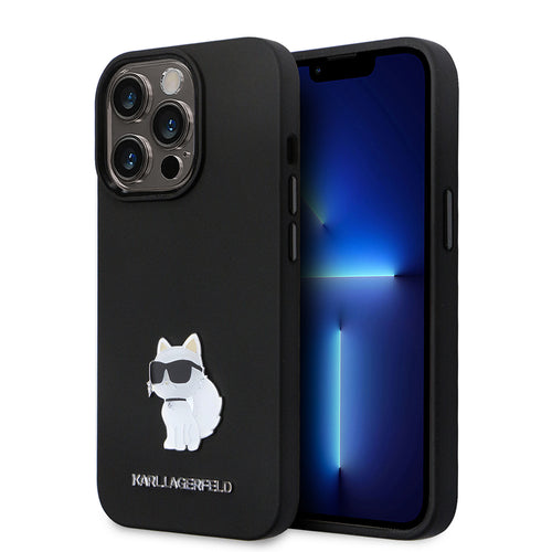 Husa pentru iPhone 14 Pro, Karl Lagerfeld Silicone (KLHCP14LSMHCNPK), negru