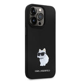 Husa pentru iPhone 14 Pro, Karl Lagerfeld Silicone (KLHCP14LSMHCNPK), negru