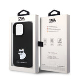 Husa pentru iPhone 14 Pro, Karl Lagerfeld Silicone (KLHCP14LSMHCNPK), negru