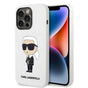 Husa pentru iPhone 14 Pro, Karl Lagerfeld Silicone (KLHCP14LSNIKBCH), alb