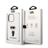 Husa pentru iPhone 14 Pro, Karl Lagerfeld Silicone (KLHCP14LSNIKBCH), alb