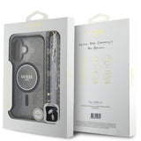 Husa pentru iPhone 16, Guess IML Glitter cu Pearl Strap MagSafe (GUHMP16SHGCRELSK), negru