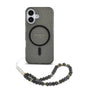Husa pentru iPhone 16, Guess IML Glitter cu Pearl Strap MagSafe (GUHMP16SHGCRELSK), negru
