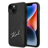 Husa pentru iPhone 14 Plus, Karl Lagerfeld Hardcase Leather Cardslots (KLHCP14MCSSK), negru