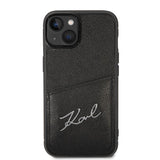 Husa pentru iPhone 14 Plus, Karl Lagerfeld Hardcase Leather Cardslots (KLHCP14MCSSK), negru