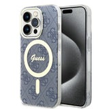 Husa pentru iPhone 15 Pro, Guess IML 4G MagSafe (GUHMP15LH4STB), albastru