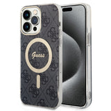 Husa pentru iPhone 15 Pro, Guess IML 4G MagSafe (GUHMP15LH4STK), negru