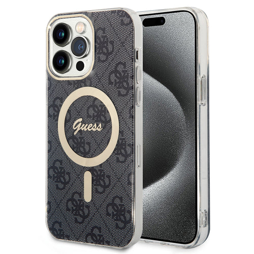 Husa pentru iPhone 15 Pro, Guess IML 4G MagSafe (GUHMP15LH4STK), negru