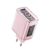 Incarcator retea Acefast Exploration Series (A45), 2 x USB-C, USB, GaN, PD65W, Incarcare rapida, roz