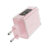 Incarcator retea Acefast Exploration Series (A45), 2 x USB-C, USB, GaN, PD65W, Incarcare rapida, roz