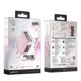 Incarcator retea Acefast Exploration Series (A45), 2 x USB-C, USB, GaN, PD65W, Incarcare rapida, roz
