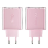 Incarcator retea Acefast Exploration Series (A45), 2 x USB-C, USB, GaN, PD65W, Incarcare rapida, roz