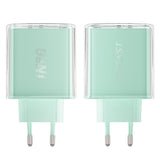 Incarcator retea Acefast Exploration Series (A45), 2 x USB-C, USB, GaN, PD65W, Incarcare rapida, verde