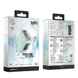 Incarcator retea Acefast Exploration Series (A45), 2 x USB-C, USB, GaN, PD65W, Incarcare rapida, verde