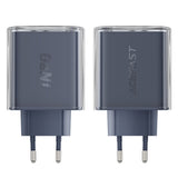 Incarcator retea Acefast Exploration Series (A45), 2 x USB-C, USB, GaN, PD65W, Incarcare rapida, gri