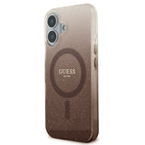Husa pentru iPhone 16 Plus, Guess IML Glitter Gradient MagSafe (GUHMP16MHGRCELW), maro