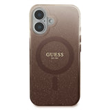 Husa pentru iPhone 16 Plus, Guess IML Glitter Gradient MagSafe (GUHMP16MHGRCELW), maro