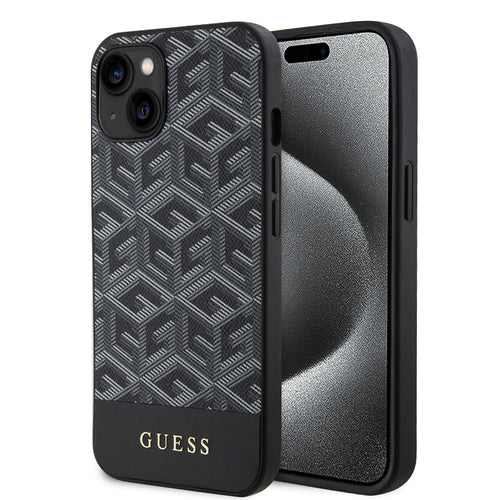 Husa pentru iPhone 15, Guess GCube Stripes MagSafe (GUHMP15SHGCFSEK), negru