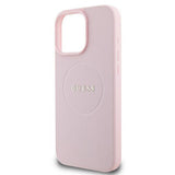 Husa pentru iPhone 15 Pro Max, Guess Grained Gold Ring MagSafe (GUHMP15XPGHSMMP), roz