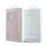 Husa pentru iPhone 15 Pro Max, Guess Grained Gold Ring MagSafe (GUHMP15XPGHSMMP), roz