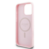 Husa pentru iPhone 15 Pro Max, Guess Grained Gold Ring MagSafe (GUHMP15XPGHSMMP), roz