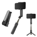 Gimbal Techsuit Gimbal Mini Selfie stick (L09), Bluetooth Telecomanda, Suport trepied stabil si Phone Stabilizer, 72cm, negru