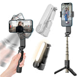 Gimbal Techsuit Gimbal Mini Selfie stick (L09), Bluetooth Telecomanda, Suport trepied stabil si Phone Stabilizer, 72cm, negru