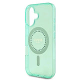 Husa pentru iPhone 16 Plus, Guess IML Rhinestones MagSafe (GUHMP16MPFTDTEN), verde
