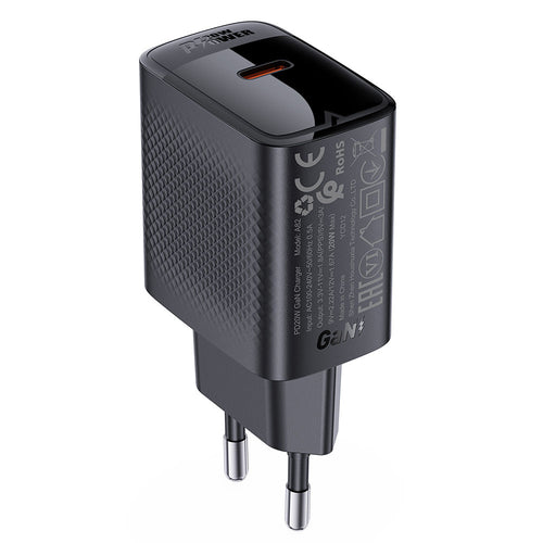Incarcator retea Acefast (A82), Type-C, GaN Technology, PD20W, Supports Incarcare rapida, negru