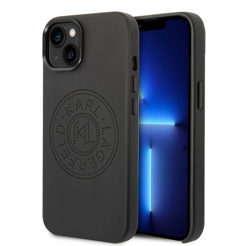 Husa pentru iPhone 14 Plus, Karl Lagerfeld Hardcase Leather Perforated (KLHCP14MFWHK), negru