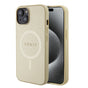 Husa pentru iPhone 15 Plus, Guess Saffiano MagSafe (GUHMP15MPSAHMCB), auriu