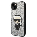 Husa pentru iPhone 14 Plus, Karl Lagerfeld Hardcase Glitter (KLHCP14MGFKPG), argintiu