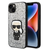 Husa pentru iPhone 14 Plus, Karl Lagerfeld Hardcase Glitter (KLHCP14MGFKPG), argintiu