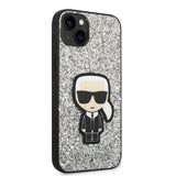 Husa pentru iPhone 14 Plus, Karl Lagerfeld Hardcase Glitter (KLHCP14MGFKPG), argintiu