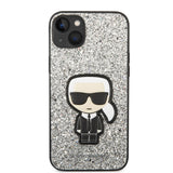 Husa pentru iPhone 14 Plus, Karl Lagerfeld Hardcase Glitter (KLHCP14MGFKPG), argintiu